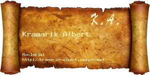 Kramarik Albert névjegykártya
